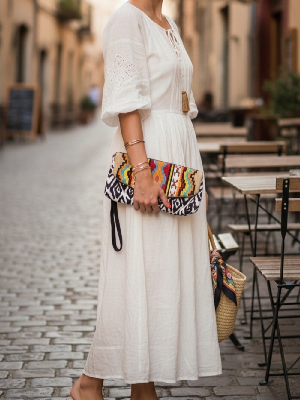 Aldo Black and White Patterned Clutch